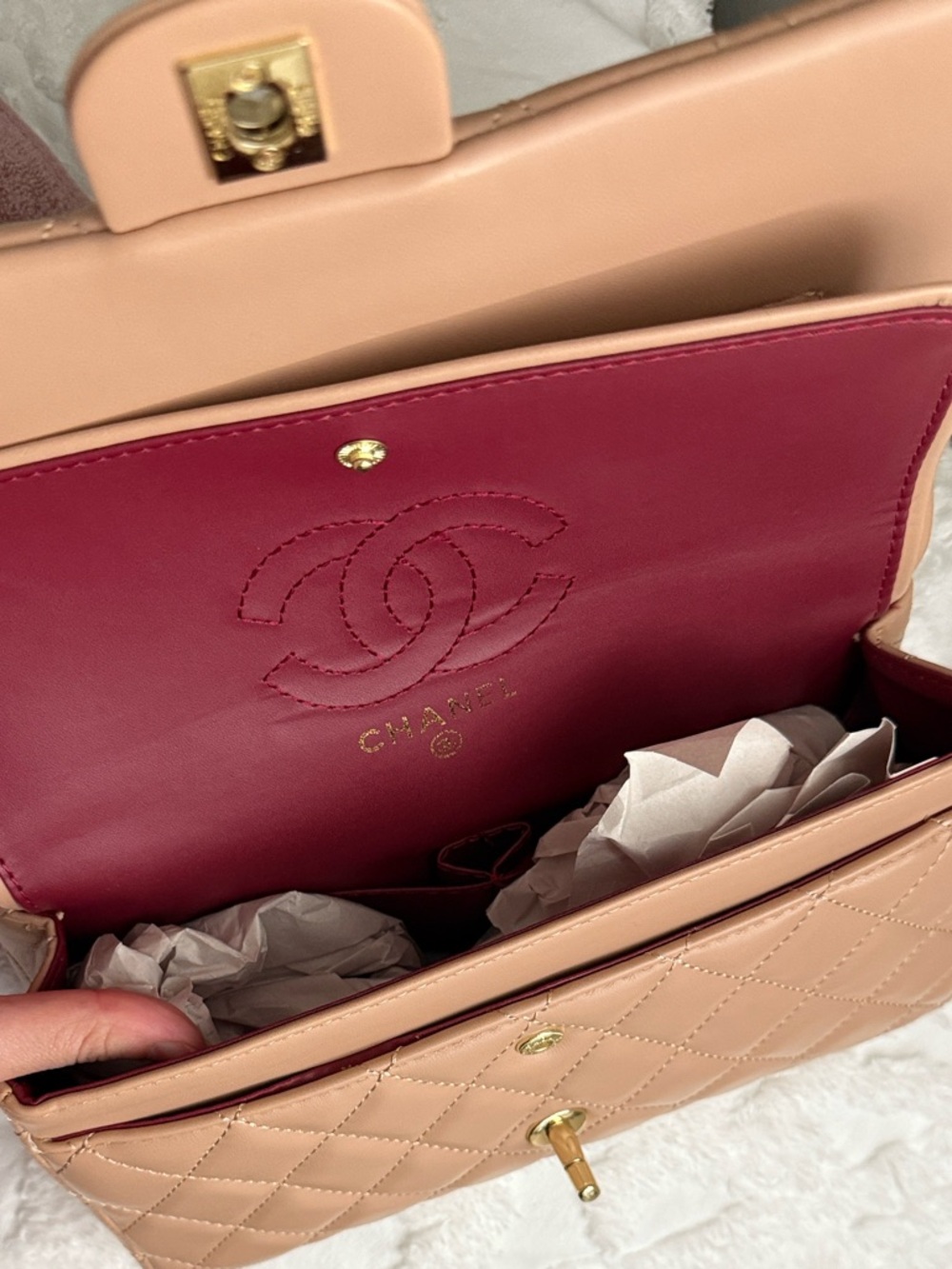 Quilted Beige Shoulder/Crossbody Bag - Picture 6 of 6